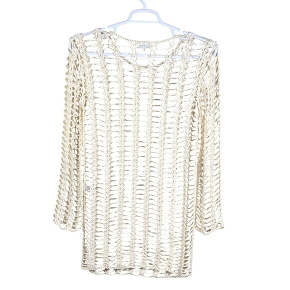 Superdown Med Miranda Crochet Mini Dress Open-Knit Bell Sleeves Beachy Vacation - Picture 5 of 16